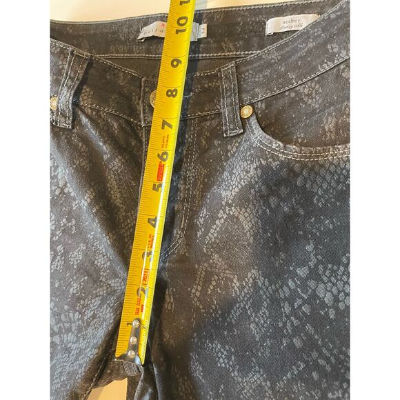 Beija Flor Jeans Audrey Slimming Ankle Black Snakeskin Print Stretch Size 2 Edgy - Picture 10 of 11